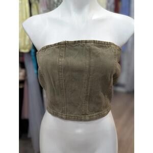 PLT Olive Denim Corset Top